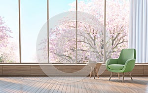 Modern living room decorate room with wood 3d rendering image photo