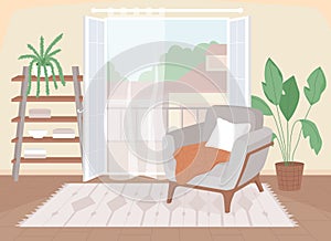 Modern living room flat color vector illustration