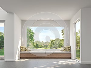 Modern living room with garden view  3d render