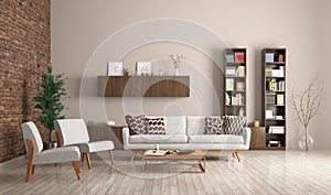 Modern living room interior 3d rendering