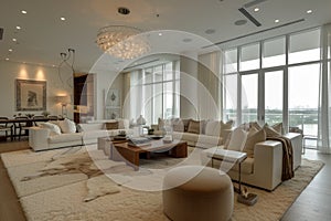 Modern Living Room Interior Design with Calming Ambiance. AI Generated