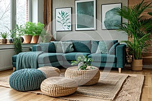 Modern Living Room Interior Design with Elegant Decor. AI Generated