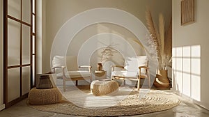 Modern living room interior design mockup with natural tones