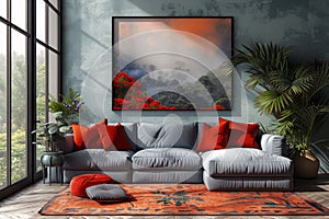Modern Living Room Interior Design for Peaceful Evenings. AI Generated