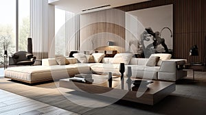 Modern Living Room With Large Sectional Couch