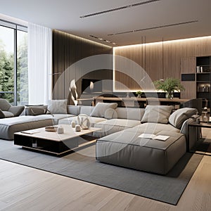 Modern Living Room With Large Sectional Couch