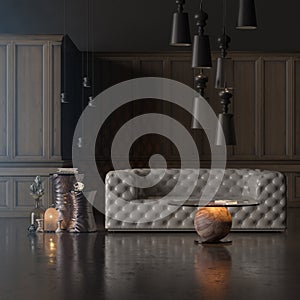 Modern living room, library