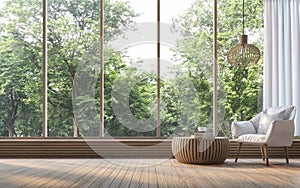 Modern living room with nature view 3d rendering Image