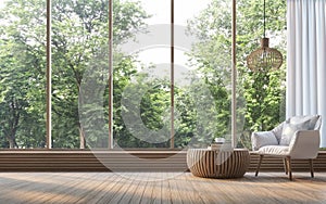 Modern living room with nature view 3d rendering Image photo