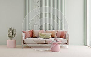 Modern living room with pastel colours