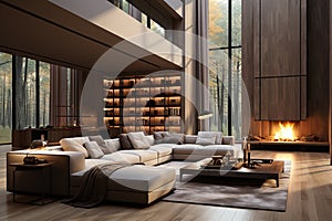 Modern living room professionally designed. open concept. Minimalist. Generative AI