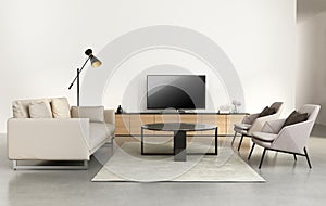 Modern living room with tv wall furniture