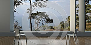 Modern - Living rooms and Two Chair in the corner window view overlooking nature