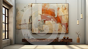 Modern Living Space Decorative Painting: Rusty Debris Tonalist Artwork