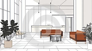 Modern Office Lobby Interior Design, Waiting Area