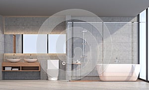 Modern loft bathroom 3d rendering image