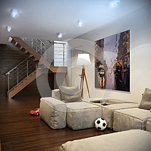 Modern loft Living room interior
