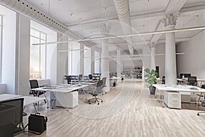 Modern loft office interior.