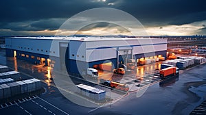 modern logistics center. trucks in the logistics center