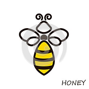 Modern logo bee honey. Icons honeybee Linear flute. photo