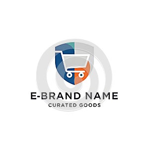 Secure E-commerce Shopping Cart Shield Logo