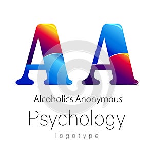 Modern logo of Psychology. Creative style. Logotype in vector. Design concept. Brand company. Blue and red color letter