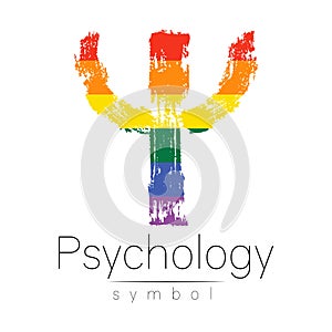 Modern logo of Psychology. Psi. Creative style. Logotype in vector. Design concept. Brand company. Rainbow color letter