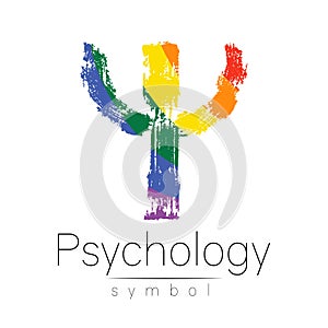 Modern logo of Psychology. Psi. Creative style. Logotype in vector. Design concept. Brand company. Rainbow color letter