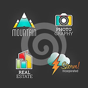 Modern Logo Set. Global Market Business Company Media Symbol Web Template. Logo Vector Elements Pack. Brand Icon Design