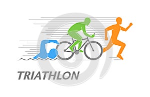 Modern logo triathlon and figures triathletes.