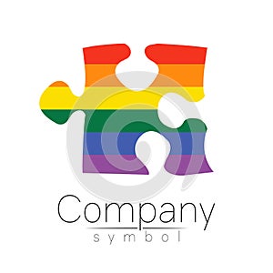 Modern logo vector silhouette puzzle . logotype isolated on white background. Rainbow bright colors. Unusual cool symbol