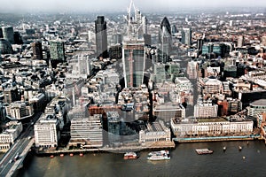 Modern London cityscape with boats, LONDON, UK