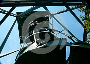 Modern lookout tower as a steel structure in steep perspective