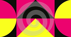 Modern loop Animated Geometric pattern or background. 4K resolution geometric motion design in pink, yellow and black