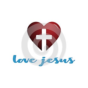 Modern Love Heart Christian Cross Religion Icon Logo Design Vector