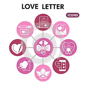 Modern Love letter Infographic design template. Love message inphographic visualization with nine steps circle design on