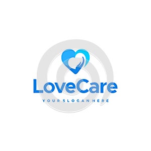 modern LoveCare hand heart abstract logo design photo