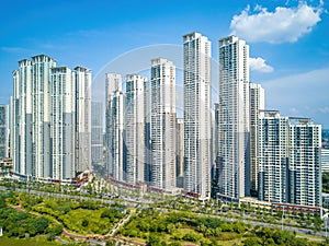 Modern and luxurious residential building high-rise district in the city