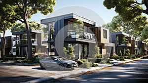 Modern, Luxury Apartment Building Exterior. 3D Rendering