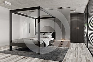 Modern luxury bedroom interior in minimal style.