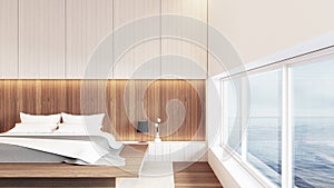 Modern luxury bedroom sea view - 3D rendering