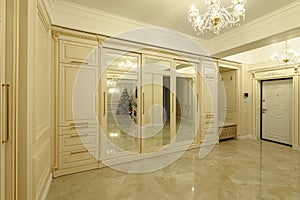 Modern luxury beige and golden entrance hall