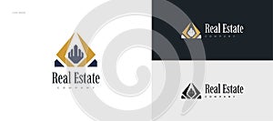 Modern and Luxury Building Structure Logo Design for Real Estate Industry Identity. Skyscraper Logo or Icon for Construction