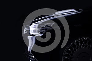 Modern luxury car close-up banner background. Concept of expensive, sports auto.