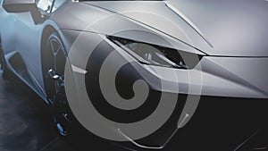 Modern luxury car close-up banner background. Concept of expensive, sports auto.