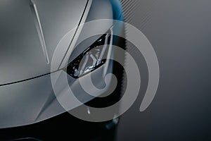 Modern luxury car close-up banner background. Concept of expensive, sports auto