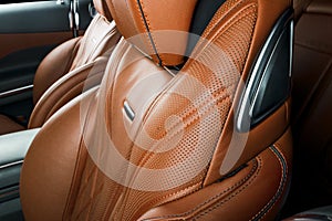 Modern Luxury car inside. Interior of prestige modern car. ComfoModern Luxury car inside. Interior of prestige modern car. Comfort