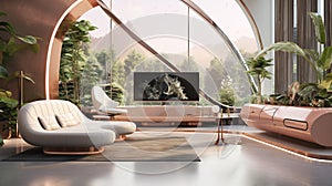 Modern luxury futuristic lounge living room