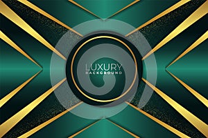 Modern Luxury Green and Gold Geometric Glossy Abstract Background