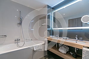 Modern luxury hotel bathroom in the luxury resort